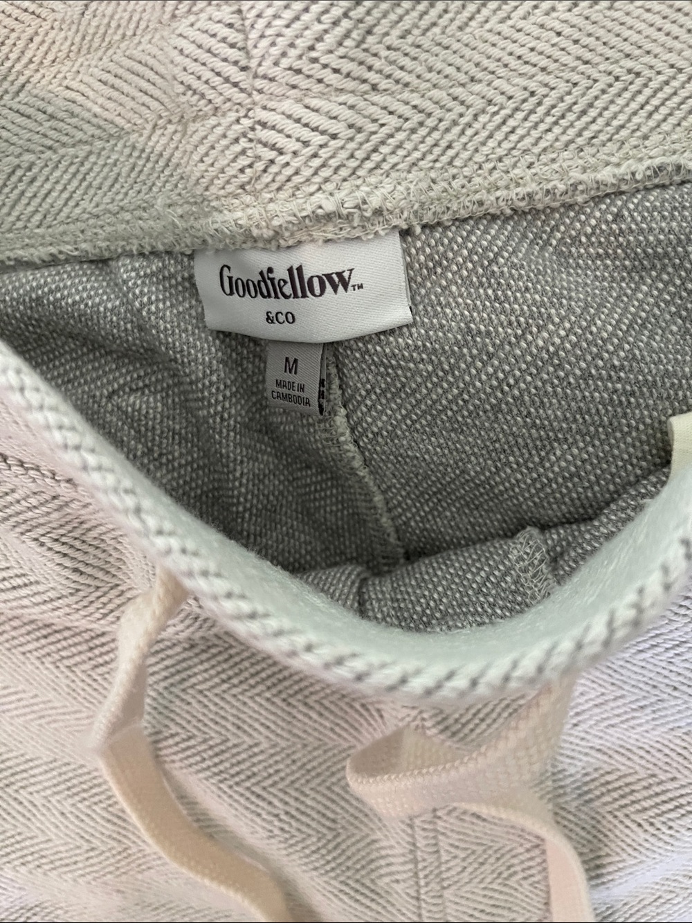 Goodfellow & Co Cream Herringbone Drawstring Athletic Shorts - Picture 3 of 3